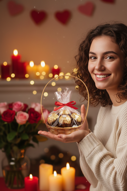 chocolate gift basket online. Perfect Valentine, birthday & anniversary gift with premium chocolates and elegant packaging.