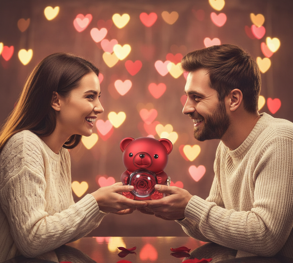 Buy red teddy bear rose gift box with necklace. Perfect Valentine, birthday & anniversary gift for girlfriend or wife. Order online in India.