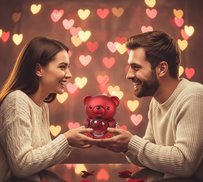 Buy red teddy bear rose gift box with necklace. Perfect Valentine, birthday & anniversary gift for girlfriend or wife. Order online in India.