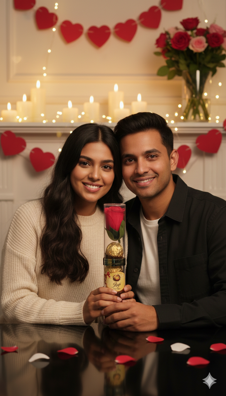 Buy Luxury Valentine Gift Rose with Chocolates. Perfect romantic gift for girlfriend, wife & loved one.