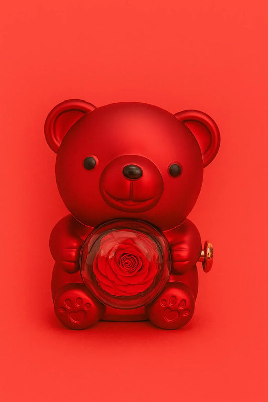 Buy red teddy bear rose gift box with necklace. Perfect Valentine, birthday & anniversary gift for girlfriend or wife. Order online in India.