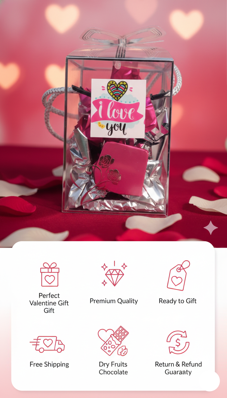 Buy romantic I Love You chocolate gift box online. Perfect Valentine, birthday & anniversary gift for couples. Premium packaging, sweet surprise.