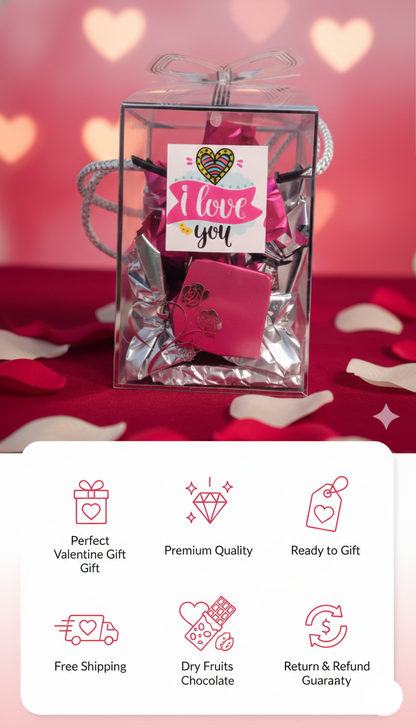 Buy romantic I Love You chocolate gift box online. Perfect Valentine, birthday & anniversary gift for couples. Premium packaging, sweet surprise.