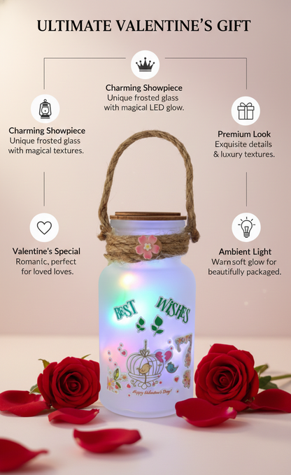 Light up your love with this beautiful romantic LED glass jar lamp.
