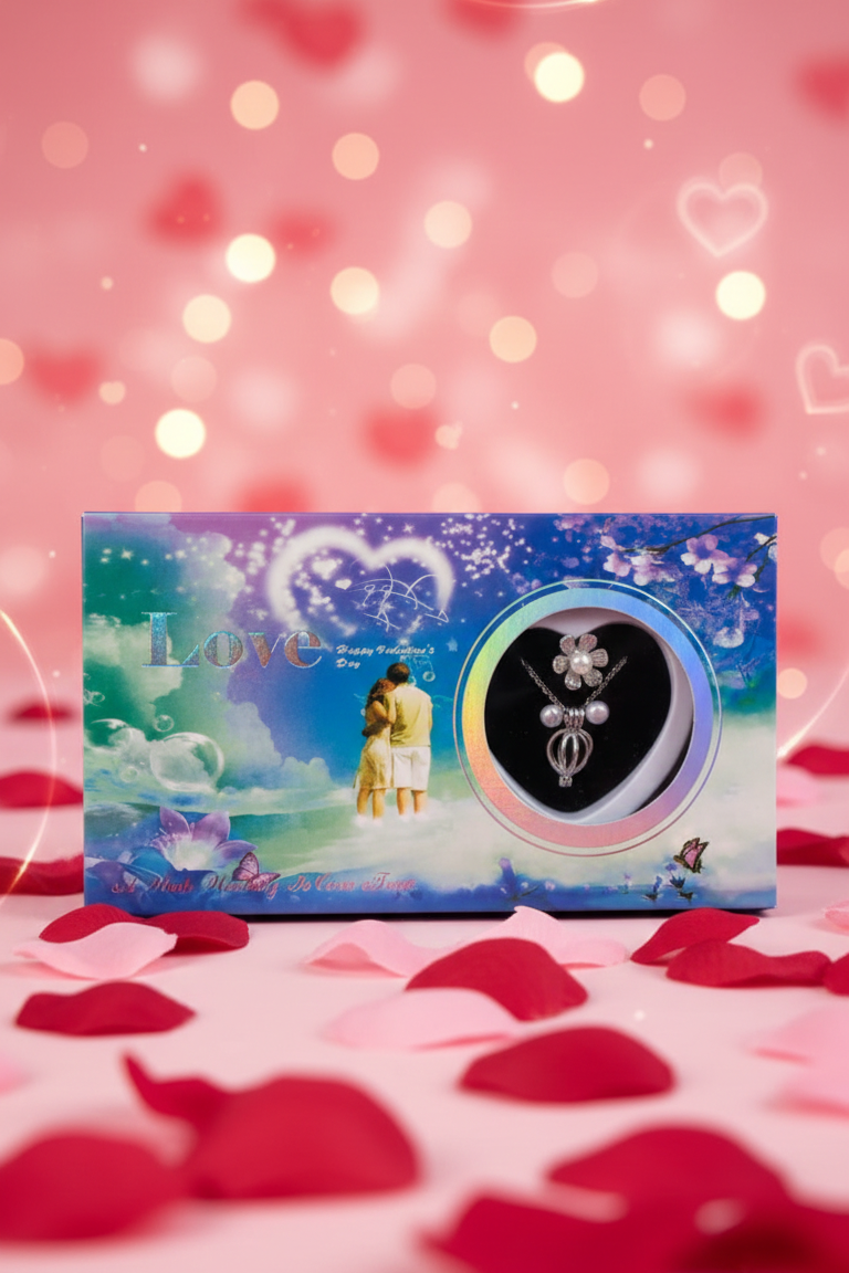 Romantic love jewellery gift box for couples with elegant pendant inside