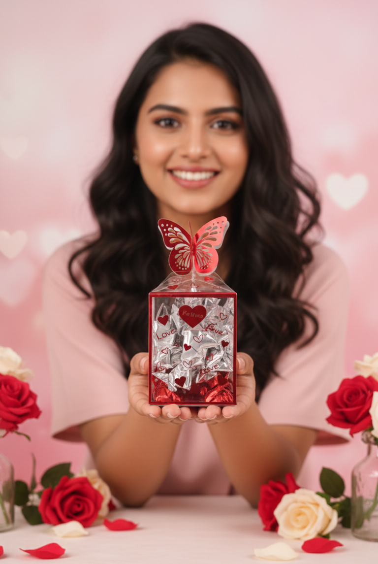 Valentine Special Butterfly Chocolate Gift Box – Romantic Love Gift for Girlfriend, Wife & Loved One