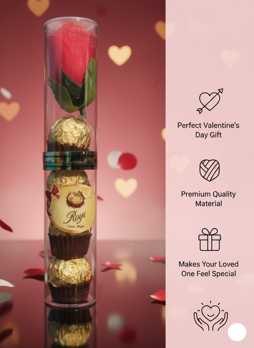 Valentine Special Rose & Ferrero Rocher Luxury Gift Box