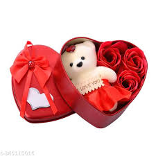 Romantic Heart Gift Box with Teddy & Roses for Love