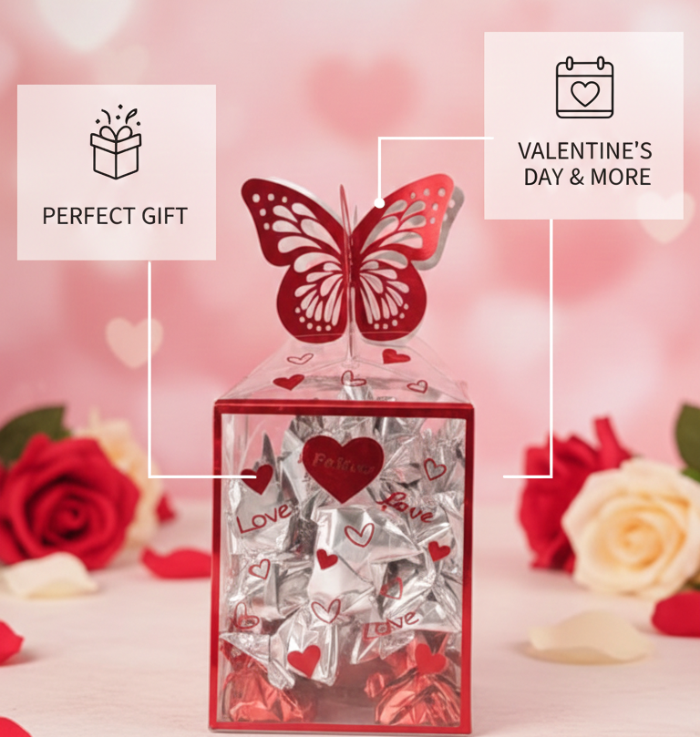Valentine Special Butterfly Chocolate Gift Box – Romantic Love Gift for Girlfriend, Wife & Loved One