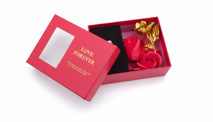 Buy Love Forever ring & chain gift box with rose. Perfect Valentine, anniversary & romantic gift for girlfriend or wife in India.